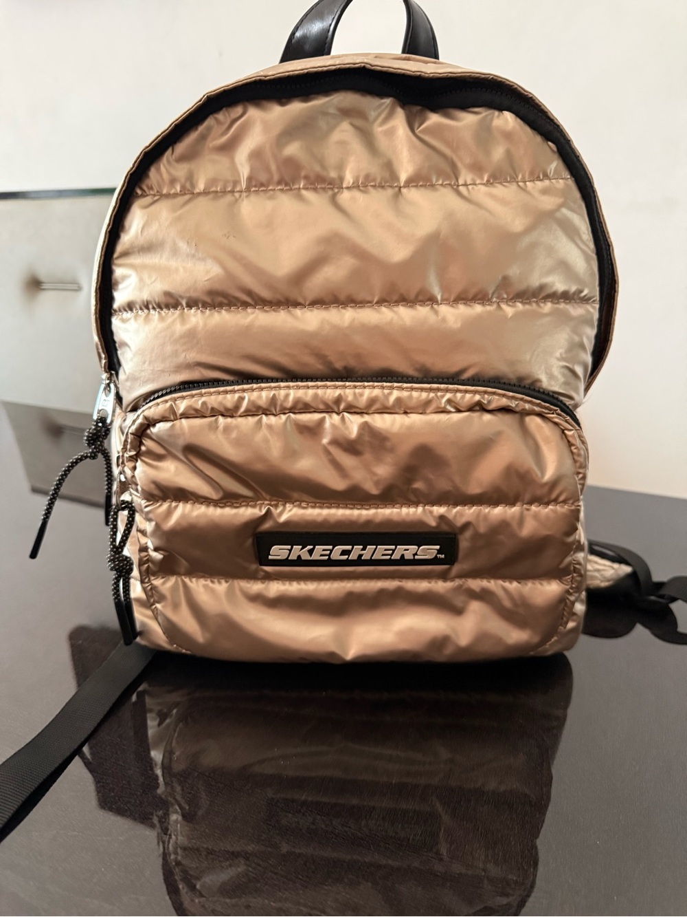 Skechers Metallic Rose Gold Quilted Backpack